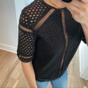 H&M Black Cutout Dressy Shirt